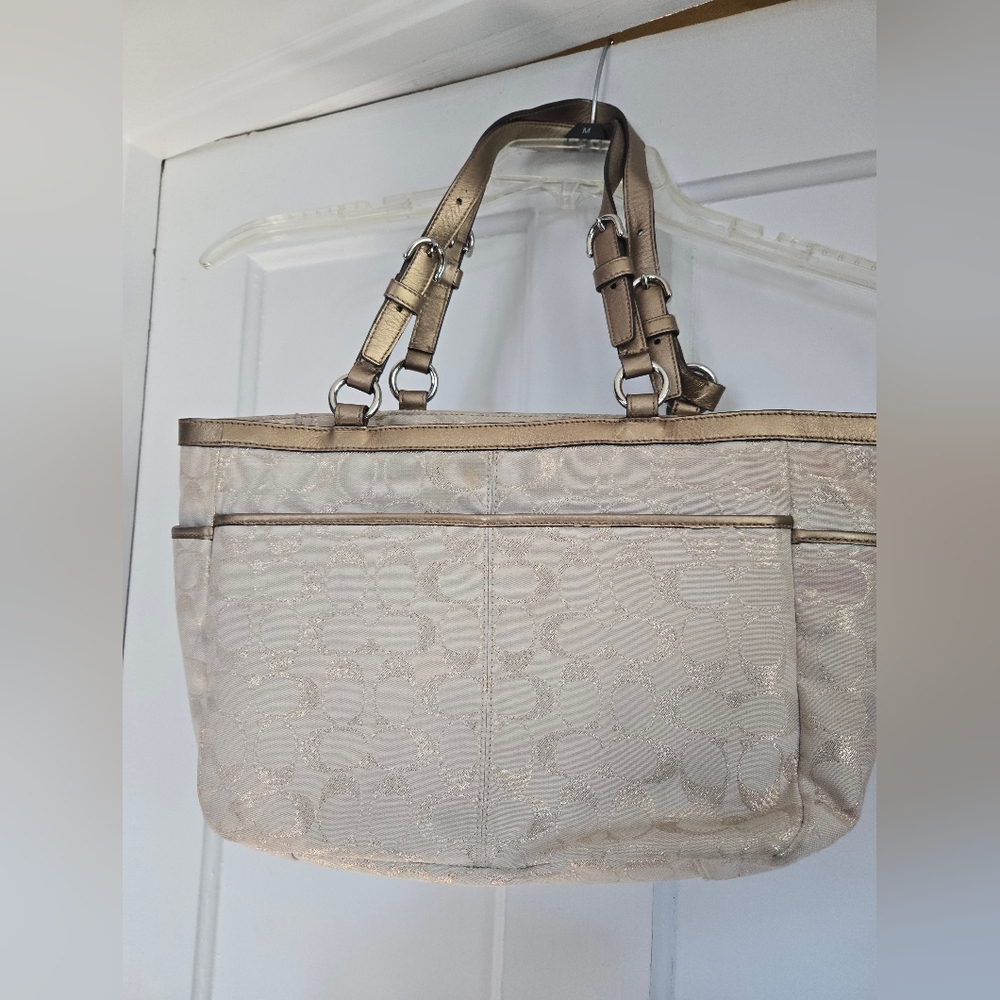 Coach Signature Canvas Shoulder Bag in Champagne - Picture 8 of 14